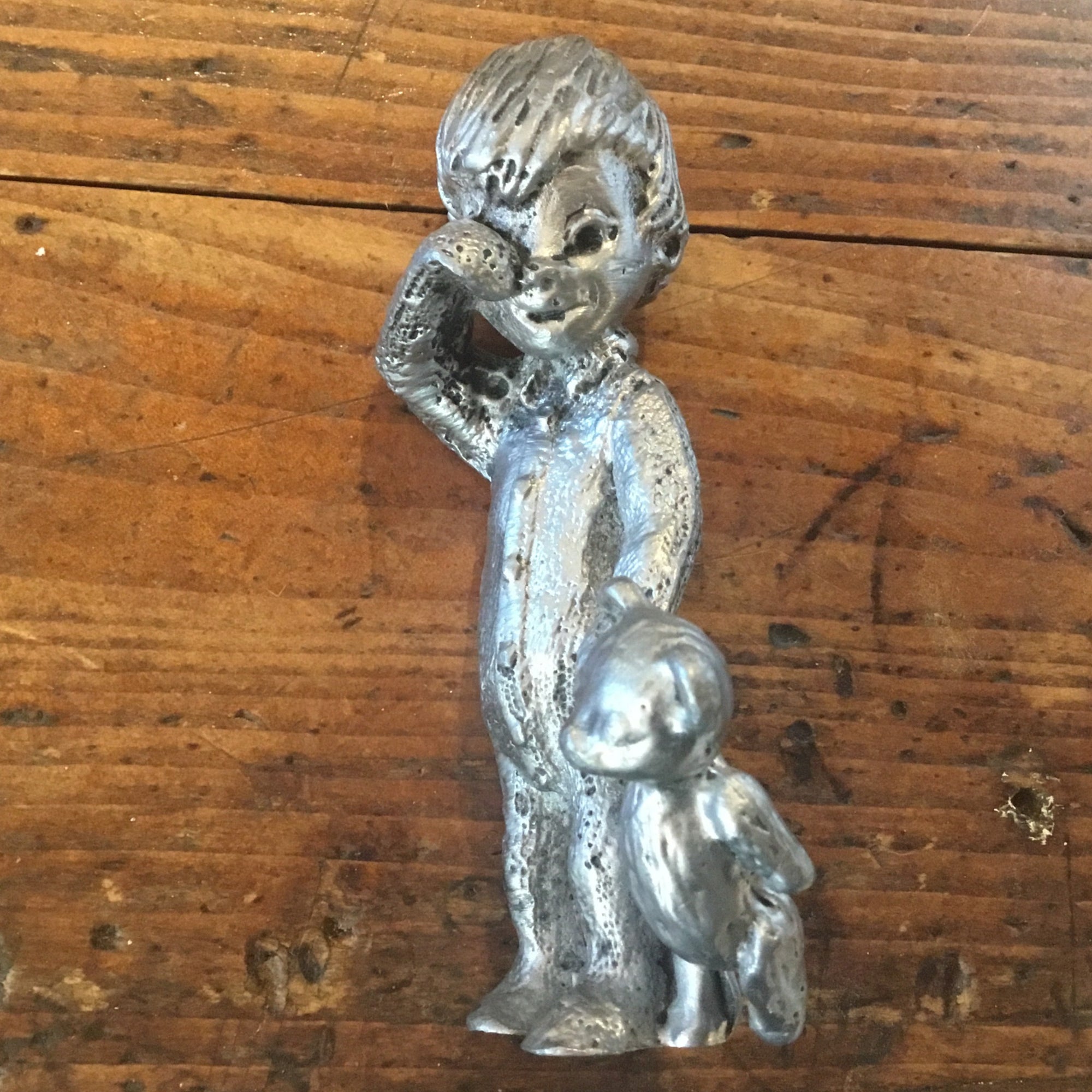 M. good A. Ricker signed pewter figurine balloon man