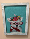 Hand Embroidered Critter in Wooden frame