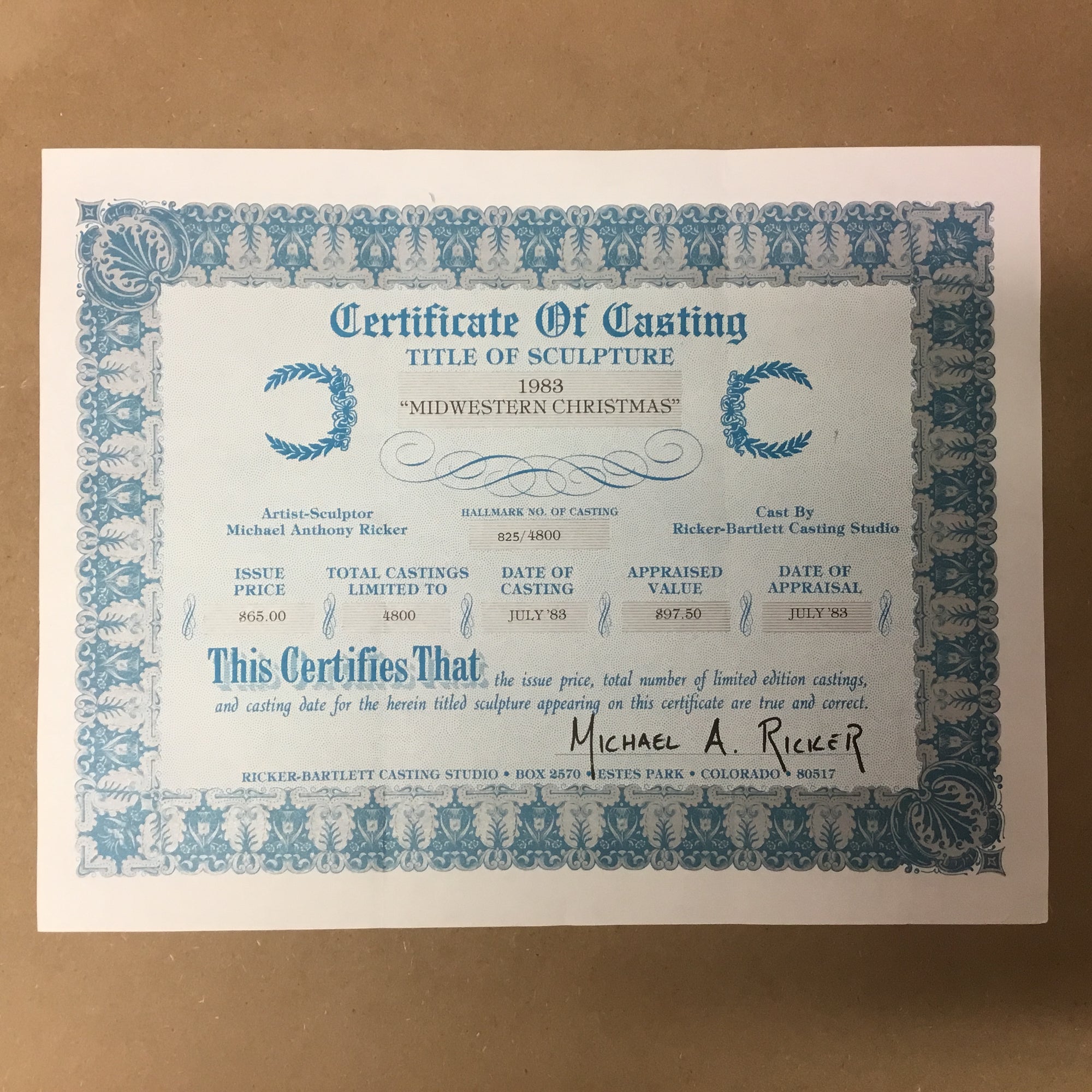 Limited edition hand cast pewter &quot;Christmas&quot; series plates by Michael Anthony Ricker