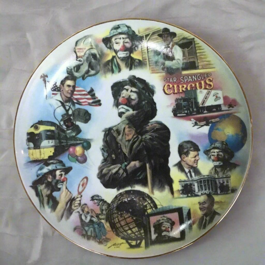 "Looking Back" Collector Plate  Celebrating Emmett Kelly Jr, 65 Birthday