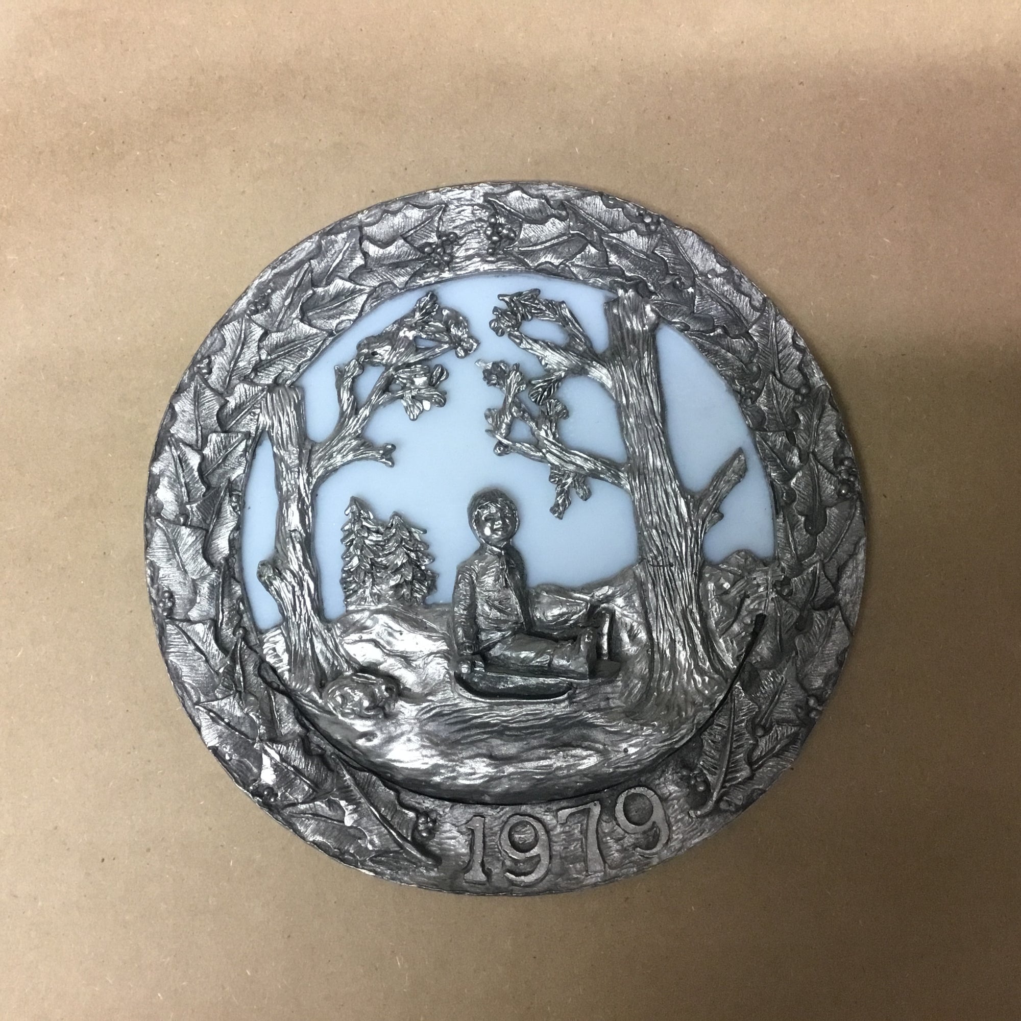 Limited edition hand cast pewter &quot;Christmas&quot; series plates by Michael Anthony Ricker