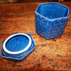 Distressed Debossed Stoneware Jar with Lid, Blue